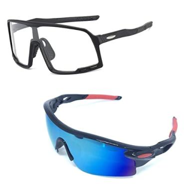 Imagem de Kit Óculos de Sol Esportivo Espelhado Uv400 + Transparente