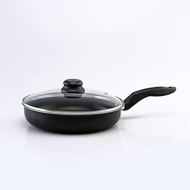 Imagem de Frigideira 24cm Antiaderente Preta Com tampa de Vidro Grande Não Gruda Onix