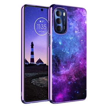 Imagem de GUAGUA Compatível com Motorola Moto G Stylus 5G Case 2022 6,8 polegadas que brilha no escuro nebulosa espaço luminoso nebulosa capa protetora anti-arranhões para Moto G Stylus 5G 2022, nebulosa azul