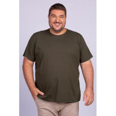 Imagem de Camiseta Básica 100% Algodão Verde Militar Plus Size - Camisaria Vitta