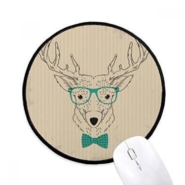 Imagem de Tapete de mouse com listra animal de cervo para mesa de escritório tapete redondo para computador