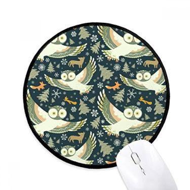 Imagem de DIYthinker Adoráveis pássaros corujas padrões florais escuros mouse pad desktop escritório tapete redondo para computador