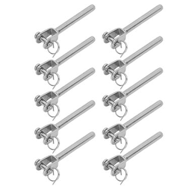 Imagem de 10 Pçs Mandíbula Encaixe de Extremidade de Moldagem 3mm Haste Reta de Aço Inoxidável Junção de Garfo Acessório de Cabo de Fio Junção Extrator de Fio Trava