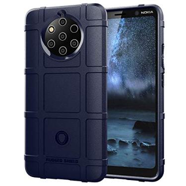 Imagem de Caso de capa de telefone de proteção Capa de silicone à prova de choque à prova de choque de silicone Nokia 9. Pureview, tampa do protetor com forro fosco (Color : Dark Blue)