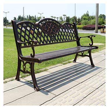 Imagem de KIZQYN Banco de jardim banco de parque ao ar livre com encosto de jardim banco de lazer de ferro fundido duplo espreguiçadeira de alumínio fundido esculpido banco de assento ao ar livre bancos ao ar livre (tamanho: 3)