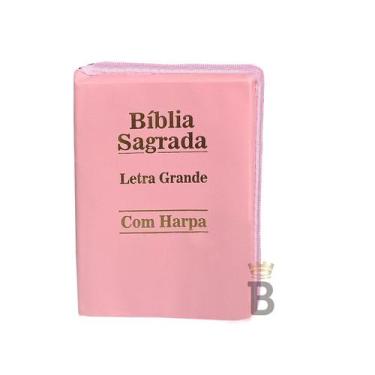 Imagem de Bíblia Sagrada Letra Grande Rosa Zíper - C/ Harpa