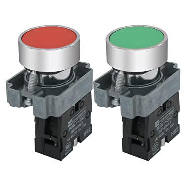 Imagem de mxuteuk 2 Pcs 22Mm Interruptor Momentâneo De Botão Spst Vermelho (1 Nc) Verde (1 Não) 660V 10A, Hb2-Ba-Rg