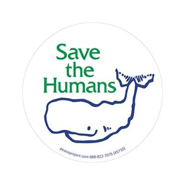 Imagem de Peace Resource Project Save The Humans Whale Funny Cute Environmental Change Small Round Car Bumper Sticker Laptop Water Bottle 8,25 cm