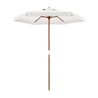 Imagem de Ombrellone madeira cobertura pvc 2,00 metros branco - Bel Lazer