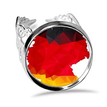 Imagem de DIYthinker Anel de grafite com mapa da bandeira nacional da Alemanha ajustável amor casamento noivado