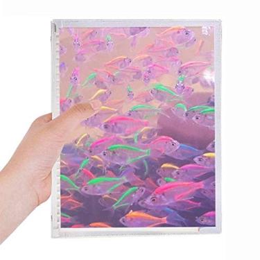 Imagem de Caderno com imagem da natureza de peixe oceano com folhas soltas e diário recarregável