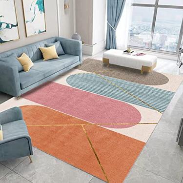 Imagem de jia cool Carpete, marroquino, boêmio, fácil limpeza, para quarto, cozinha, sala de estar, tapete de área que não cai, geométrico de 140 x 199 cm