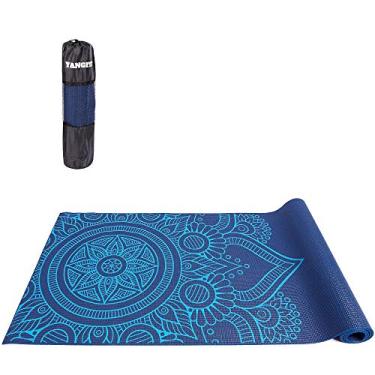 Imagem de Tapete Yoga Mat Pilates PVC Com Estampa e Bolsa Yangfit - AZUL