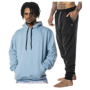 Imagem de Conjunto Moletom Blusa de Frio Canguru Calça Jogger Básica Casual-Masculino