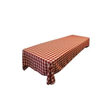 Imagem de LA Linen Toalha de mesa retangular xadrez de poliéster, 152 x 365 cm, branca/vermelha