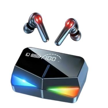 Imagem de Fone de Ouvido Sem Fio Com Visor de Bateria TWS Bluetooth Longo Alcance Cor Preta Controle Toque LED Gamer Cancelamento de Ruído Microfone Longa Duração de Bateria Carregamento Por Indução