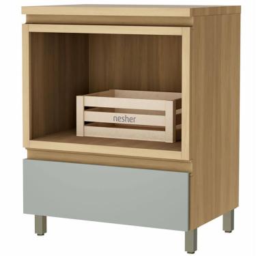 Imagem de Balcão Nesher Rainha em MDF 15mm com Nicho para Micro-ondas, 1 Gaveta e 1 Prateleira - 70cm de largura 