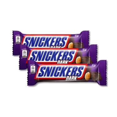 Imagem de Chocolate Snickers Dark Meio Amargo Kit 3 Unidades De 42G - Mars