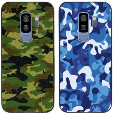 Imagem de 2 peças de capa de telefone traseira de silicone em gel TPU impresso camuflagem legal para Samsung Galaxy (Galaxy S9 Plus / S9+)