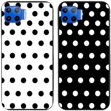 Imagem de 2 peças preto branco bolinhas impressas TPU gel silicone capa de telefone traseira para Motorola Moto todas as séries (Moto G 5G Plus)