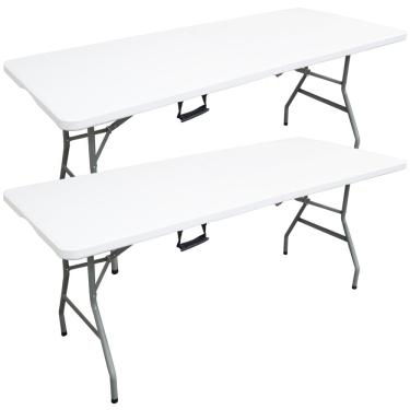 Imagem de 2 Mesas de Camping Dobrável Praia 180x74 para 6 Pessoas em Aço e Vira Maleta Importway IWMCD-18376