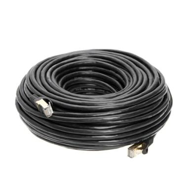 Imagem de Cabo de rede Ethernet RJ45 de 10 Gigabit Ethernet com cabo banhado a ouro de 6 FT - 200 FT U/FTP CAT 7, Black Round, 75ft