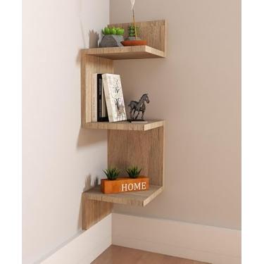 Imagem de Nicho Para Quarto Prateleira Suspensa De Canto Escritório Decoração 80cm Carvalho Hanover Brovália