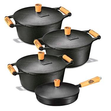 Imagem de Jogo: 3 Caçarolas & 1 Frigideira Ferro Fundido - Panela Mineira