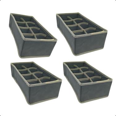 Imagem de Organizador para Gaveta Guarda Roupa 8 Divisões Cinza Kit 4