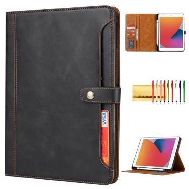 Imagem de Capa fólio para iPad 6ª geração de 9,7 polegadas, iPad Air 2/iPad Pro 9,7, TechCIRCLE suporte dobrável de couro vegano [porta-lápis] capa protetora de TPU macio com compartimentos para cartões e