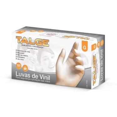 Imagem de Luva Vinil Descartável C/100UNI - Talge (P/M/G/GG) C/PÓ, G