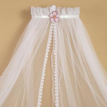 Imagem de Dossel de Parede Flor Rosa Liso Com Mosquiteiro para Berço - Amora Cas