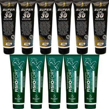 Imagem de Kit 6 Super Gel 30 Ervas + 5 Pomada Massageadora Fisiofort - Bio Insti