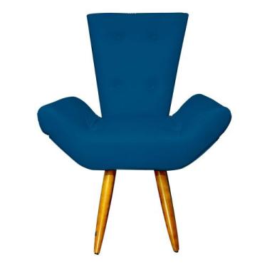 Imagem de Poltrona Decorativa Emília Barca Pés Palito Suede Azul Royal - DS Esto