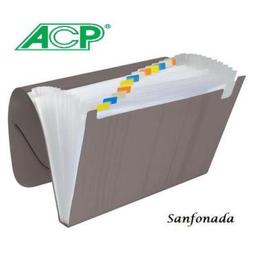 Imagem de Pasta Sanfonada Plastica A4 12 Divisões Cores A Escolha ACP,  Preto