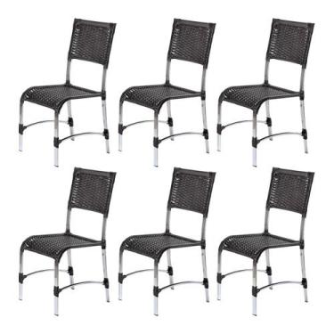 Imagem de Kit 6 Cadeiras Alumínio Área Varanda Jardim Fibra Tabaco - UMA BOX