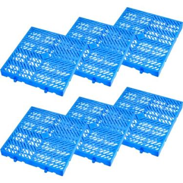 Imagem de Menkxi 6 Pçs Paletes de plástico 40 x 40 x 5 cm HDPE impermeável grade ventilação palete leve respirável armazenamento grade pad para garagens cozinha, supermercado, armazenamento ao ar livre, porão,