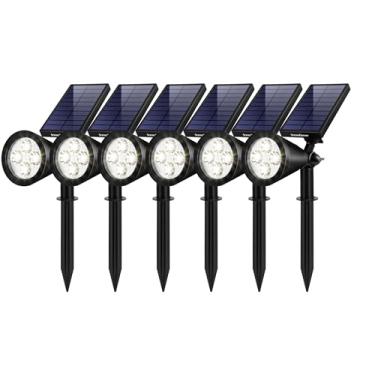Imagem de InnoGear Luzes solares para exterior, luzes solares ao ar livre à prova d'água jardim jardim holofote caminho iluminação paisagem luz de parede auto ligado/desligado, pacote com 6 (branco)
