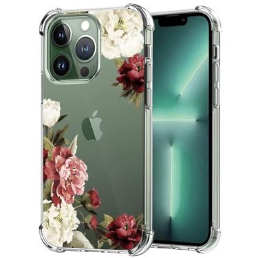 Imagem de Ueokeird Capa de telefone para iPhone 13 Pro de 6,1 polegadas para Apple 13 Pro para meninas e mulheres, capa protetora de TPU flexível à prova de choque com estampa floral flexível para iPhone 13 Pro