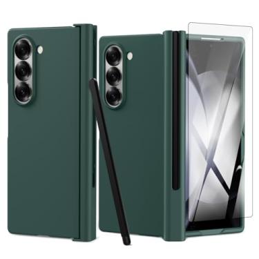 Imagem de CMYFUTNG Capa para Samsung Galaxy Z Fold 5 com S Pen, [Protetor de tela externo embutido] [Proteção de dobradiça] Carregamento sem fio, capa fina para Samsung Z Fold 5 Verde 20-Z Fold5-03