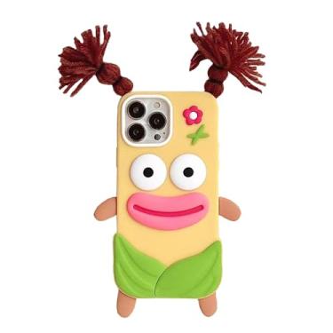 Imagem de YAKVOOK Capa de urso para iPhone 14 Pro, capas de telefone kawaii, 3D, desenho animado, linguiça, boca de linguiça, divertida, capa fofa de borracha macia, à prova de choque, capa protetora feminina e