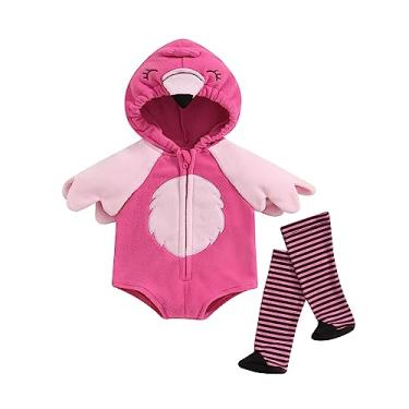 Imagem de Bonangber Newborn Halloween Costumes Baby Flamingo Costume Wing Sides Hooded Romper Stockings Cute Cosplay Costume(A-Pink,6-12 Months)