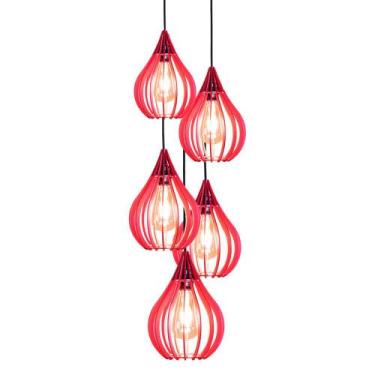 Imagem de Combo 5 Pendentes Chile, Luminária de Teto Cozinha e Sala, Lustre Gota
