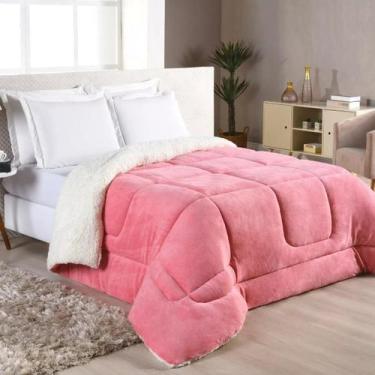 Imagem de Cobre leito Sherpa com Manta Flanel Queen Dupla Face Cores - Nathalia 