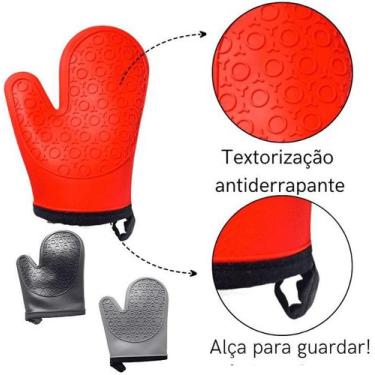 Imagem de Luva Térmica Silicone Forrada Forno Fogão Pegador Protetora Alta Tempe