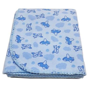 Imagem de Kit 2 Cobertor Bebe Flanelado Estampado 90 cm x 110 cm Com Croche - Du