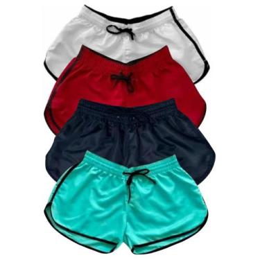 Imagem de Kit 4 Shorts Feminino Tactel Liso Praia Piscina Verão - Relaxado, Bran
