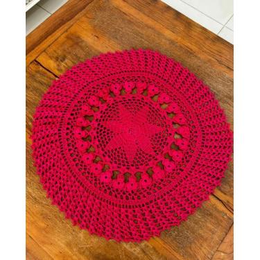 Imagem de Toalha De Mesa Redonda P Primavera Lisa 60cm Artesanal - Maria Croche 