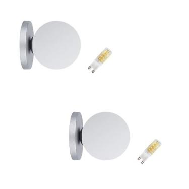 Imagem de Kit 2 Plafon Arandela Parede Teto Globo Prata + 2 Lâmpadas - Generic