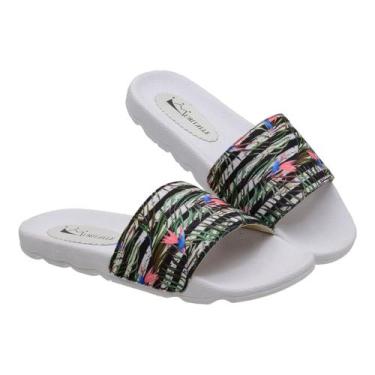 Imagem de Sandália Chinelo Feminino Slide Papete - Grife Muritalle, Listras flor